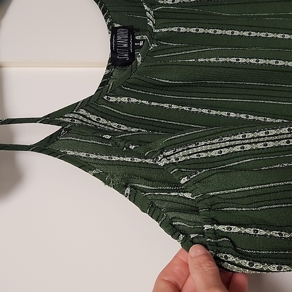 Sweet Wanderer Women's Boho Cold Shoulder Blouse green patterned size medium - Picture 4 of 15
